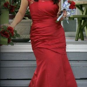 Bridesmaid dress, strapless, red, size 8